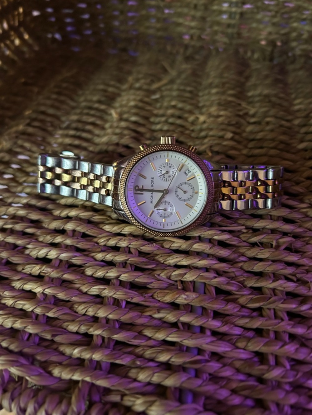 Michael Kors Two-Tone Gold and Silver Bracelet Watch (Back View)
